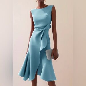 Elegant Asymmetrical Sky Blue Dress